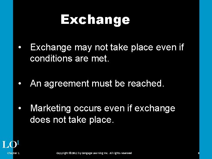 Exchange • Exchange may not take place even if conditions are met. • An