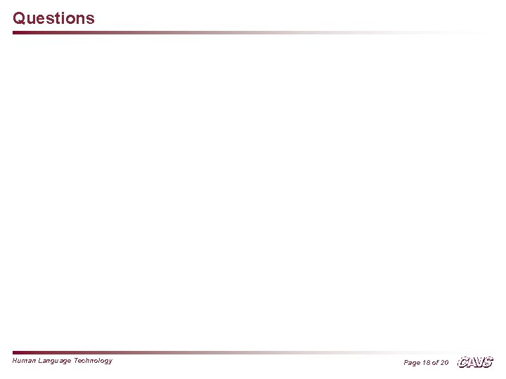Questions Human Language Technology Page 18 of 20 