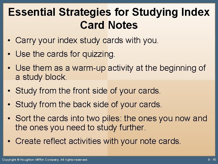 Essential Strategies for Studying Index Card Notes • Carry your index study cards with