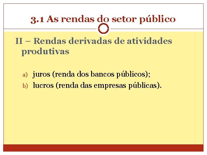 3. 1 As rendas do setor público II – Rendas derivadas de atividades produtivas
