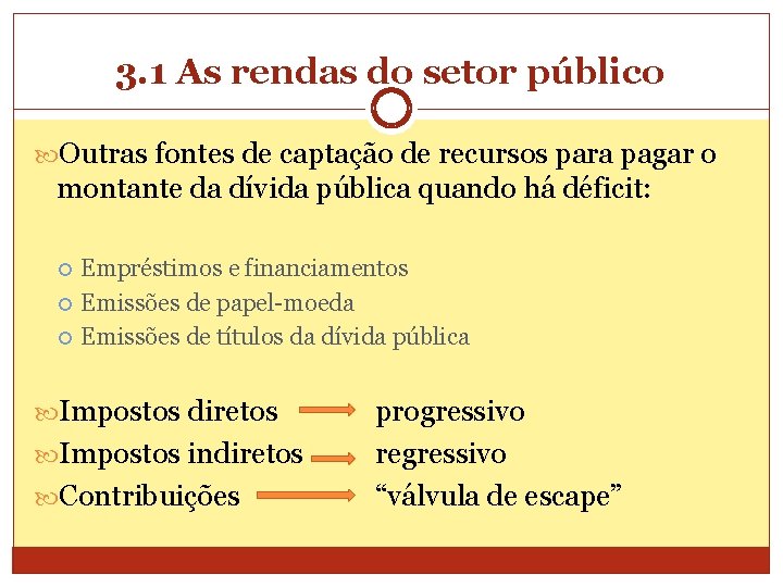 3. 1 As rendas do setor público Outras fontes de captação de recursos para