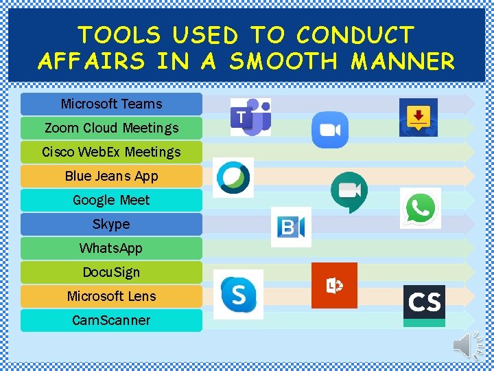 TOOLS USED TO CONDUCT AFFAIRS IN A SMOOTH MANNER Microsoft Teams Zoom Cloud Meetings