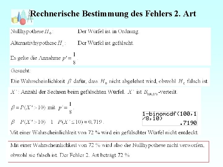 Rechnerische Bestimmung des Fehlers 2. Art 26 