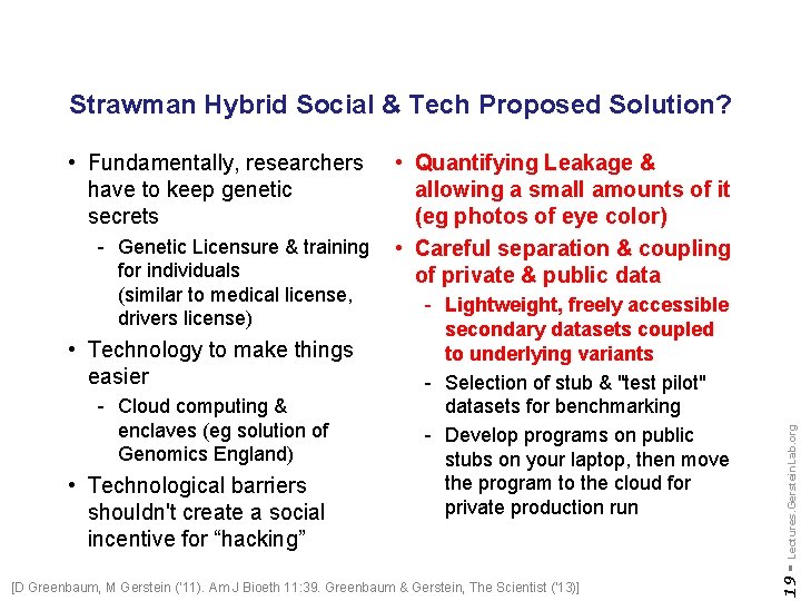 Strawman Hybrid Social & Tech Proposed Solution? • Technology to make things easier -