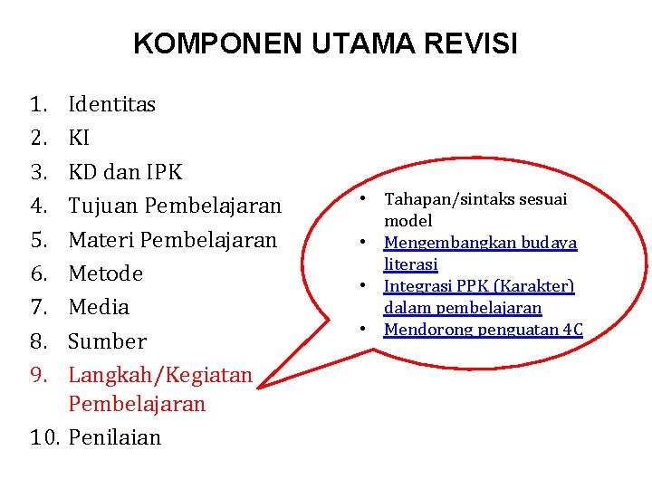 KOMPONEN UTAMA REVISI 1. 2. 3. 4. 5. 6. 7. 8. 9. Identitas KI