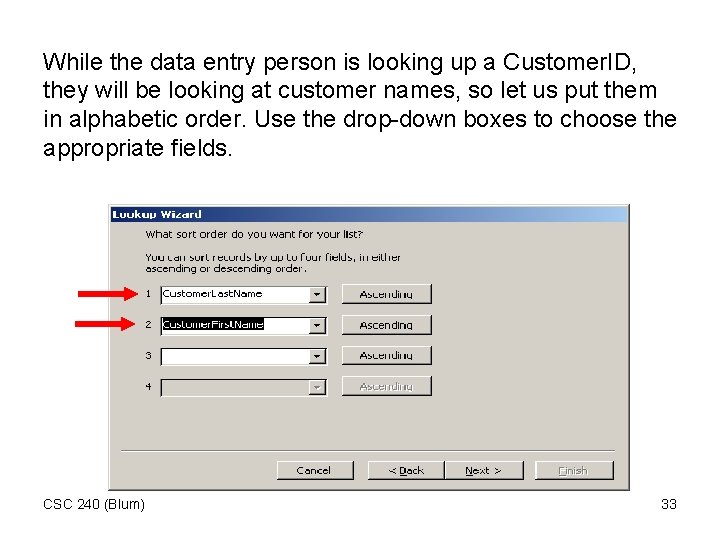 While the data entry person is looking up a Customer. ID, they will be