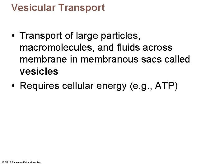 Vesicular Transport • Transport of large particles, macromolecules, and fluids across membrane in membranous