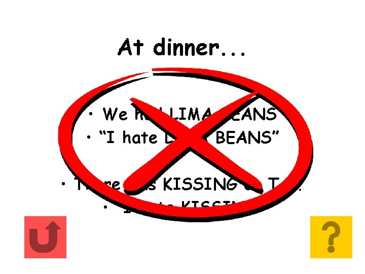 At dinner. . . • We had LIMA BEANS • “I hate LIMA BEANS”