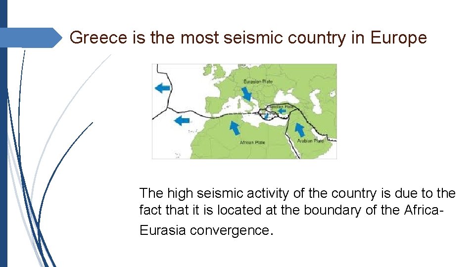 Greece is the most seismic country in Europe The high seismic activity of the