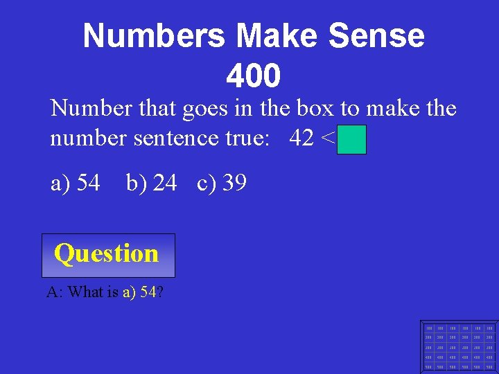 Numbers Make Sense 400 Number that goes in the box to make the number