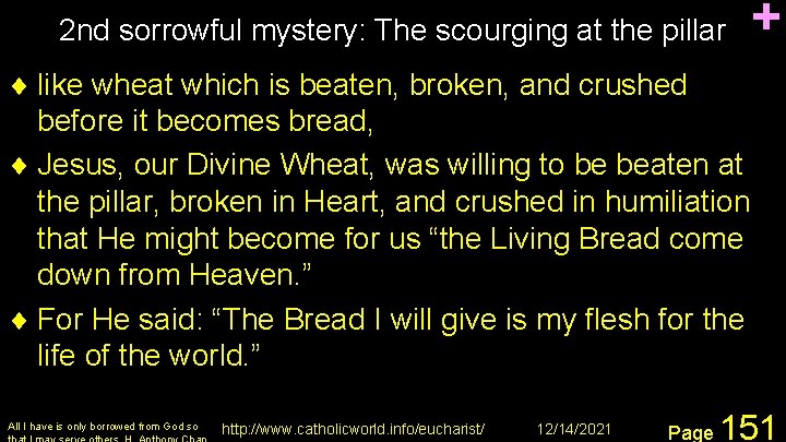 2 nd sorrowful mystery: The scourging at the pillar + ¨ like wheat which