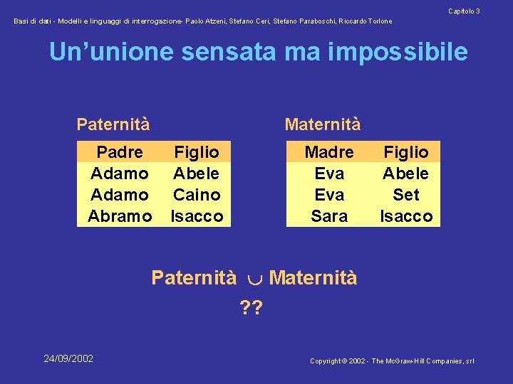 Capitolo 3 Basi di dati - Modelli e linguaggi di interrogazione- Paolo Atzeni, Stefano