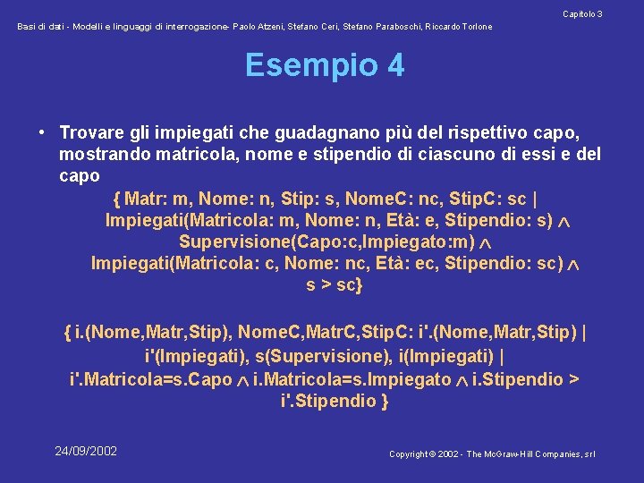 Capitolo 3 Basi di dati - Modelli e linguaggi di interrogazione- Paolo Atzeni, Stefano