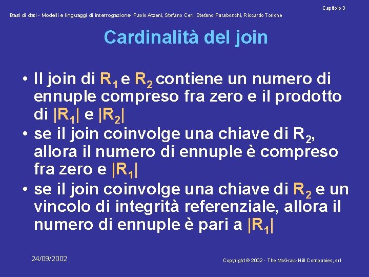 Capitolo 3 Basi di dati - Modelli e linguaggi di interrogazione- Paolo Atzeni, Stefano