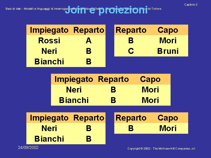 Capitolo 3 Join e proiezioni Basi di dati - Modelli e linguaggi di interrogazione-