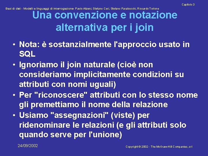 Capitolo 3 Basi di dati - Modelli e linguaggi di interrogazione- Paolo Atzeni, Stefano