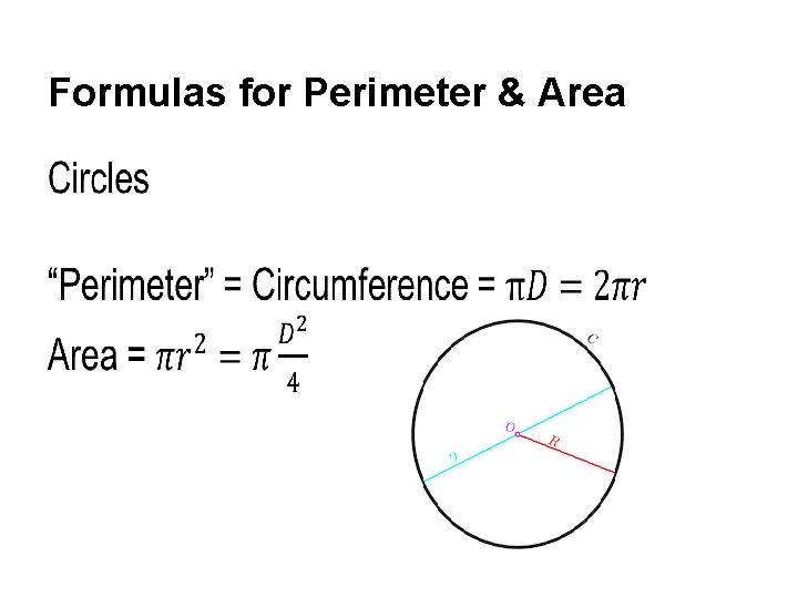 Formulas for Perimeter & Area • 