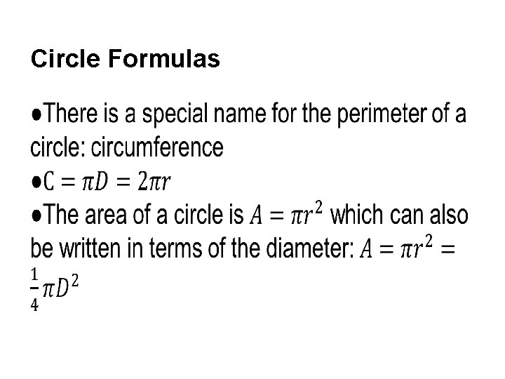 Circle Formulas • 