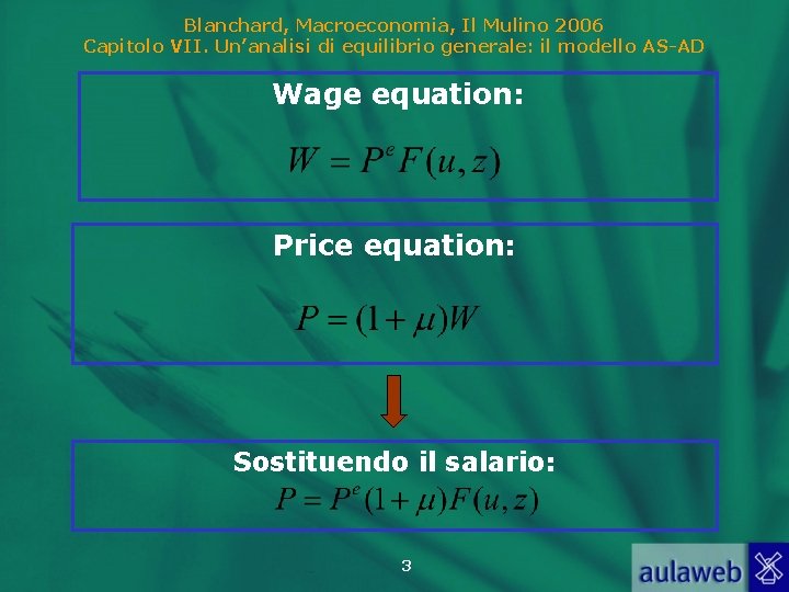 Blanchard, Macroeconomia, Il Mulino 2006 Capitolo VII. Un’analisi di equilibrio generale: il modello AS-AD