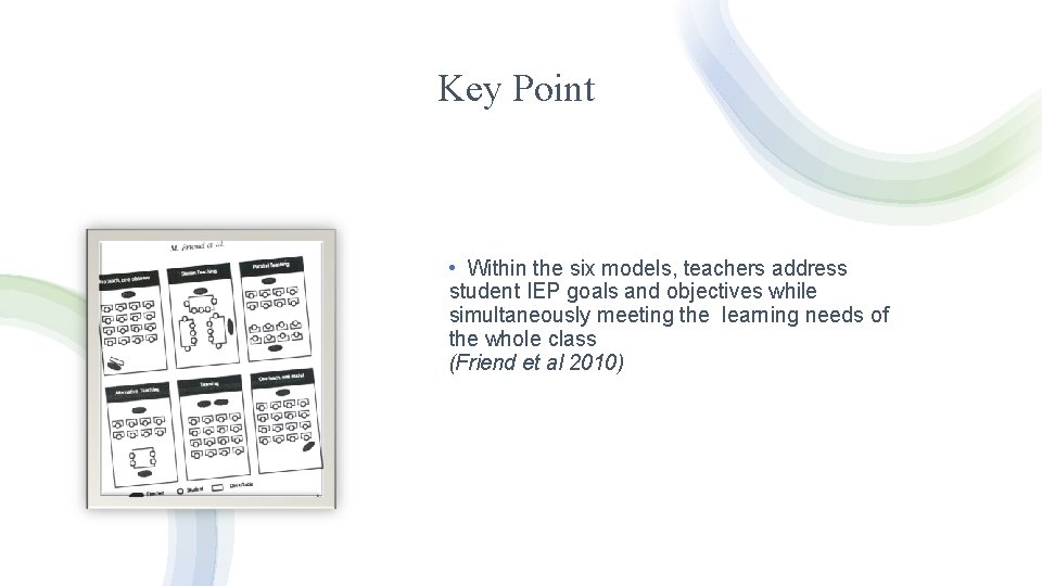 Key Point • Within the six models, teachers address student IEP goals and objectives