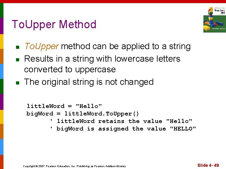 To. Upper Method n n n To. Upper method can be applied to a