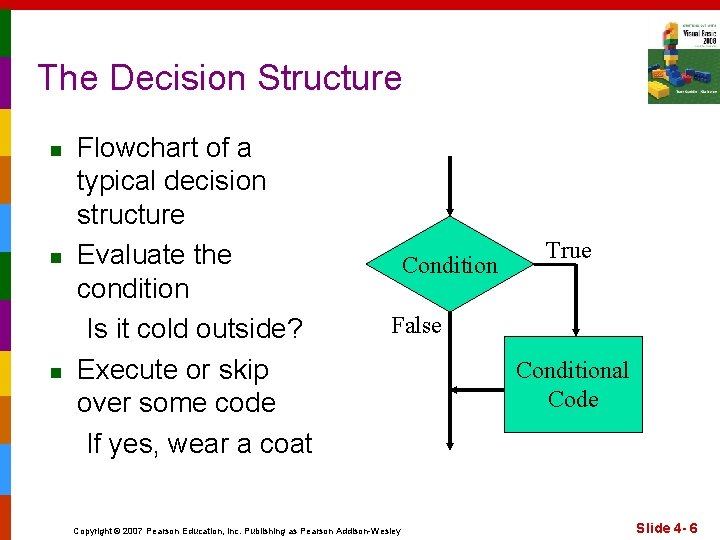 The Decision Structure n n n Flowchart of a typical decision structure Evaluate the