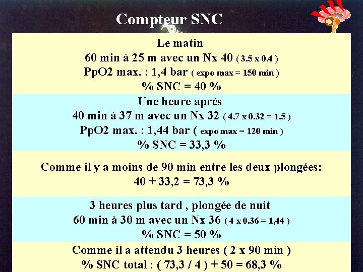 Compteur SNC Le matin 60 min à 25 m avec un Nx 40 (