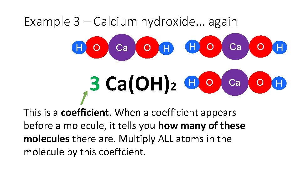 Example 3 – Calcium hydroxide… again H O Ca O H 3 Ca(OH)2 H