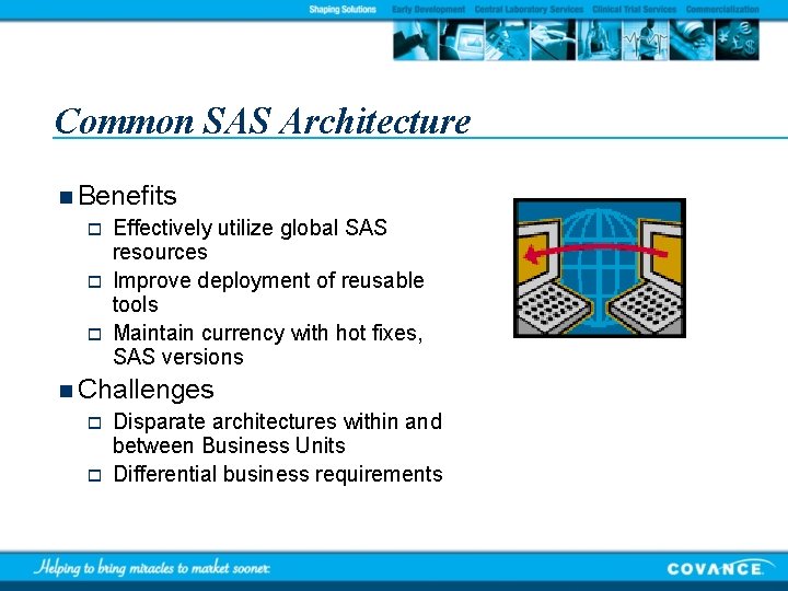 Common SAS Architecture n Benefits o Effectively utilize global SAS resources o Improve deployment