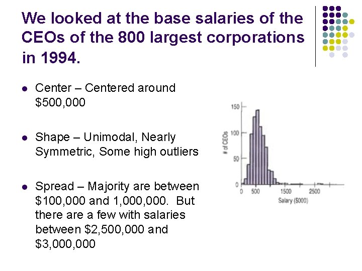 We looked at the base salaries of the CEOs of the 800 largest corporations We looked at the base salaries of the CEOs of the 800 largest corporations