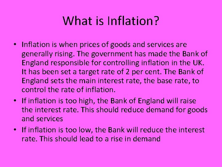 GCSE Business Studies Inflation Lesson Aim To explain