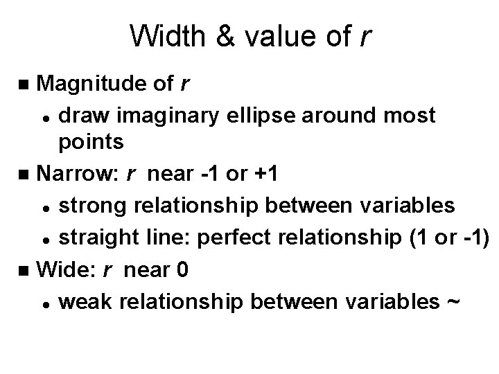 Width & value of r Magnitude of r l draw imaginary ellipse around most