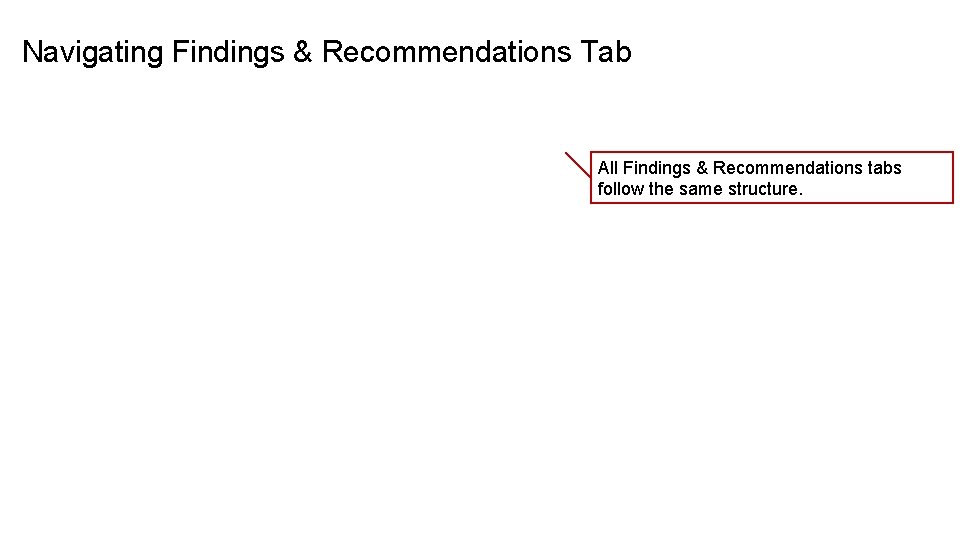 Navigating Findings & Recommendations Tab All Findings & Recommendations tabs follow the same structure.