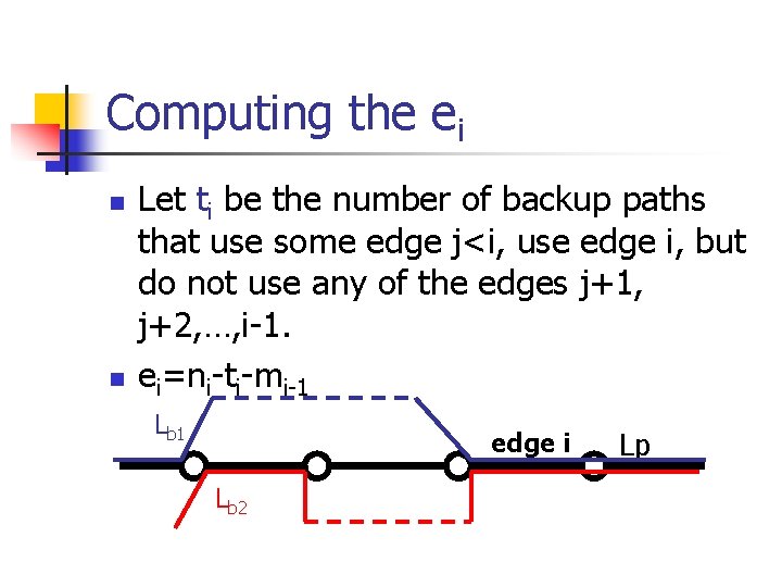 Computing the ei n n Let ti be the number of backup paths that