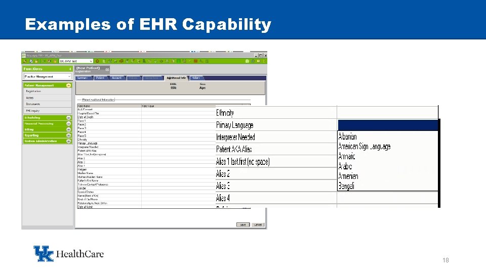 Examples of EHR Capability 18 