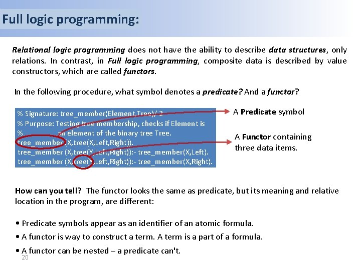 Full logic programming: Relational logic programming does not have the ability to describe data