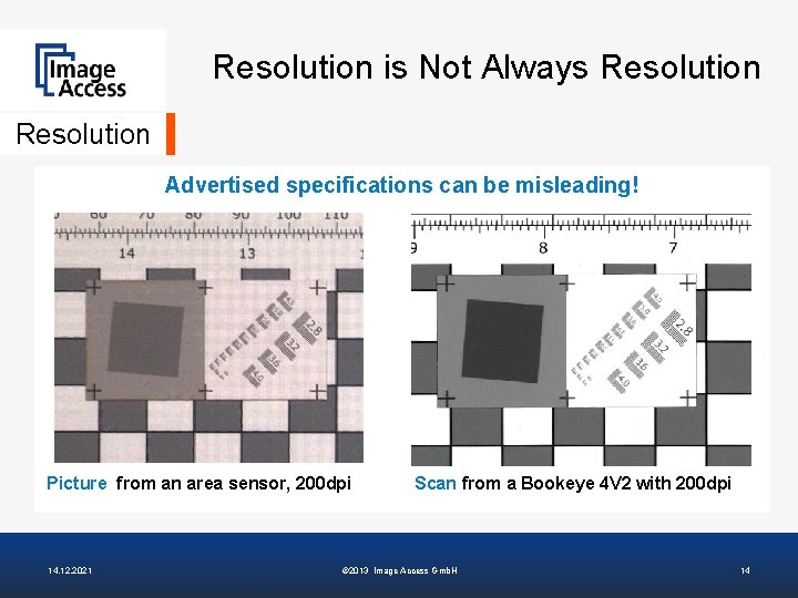 Resolution is Not Always Resolution Advertised specifications can be misleading! Picture from an area
