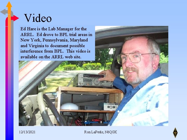 Video Ed Hare is the Lab Manager for the ARRL. Ed drove to BPL