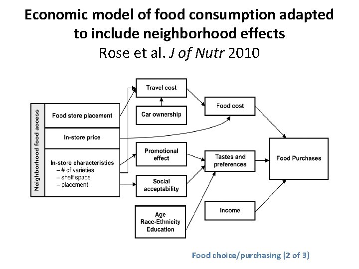 Economic model of food consumption adapted to include neighborhood effects Rose et al. J