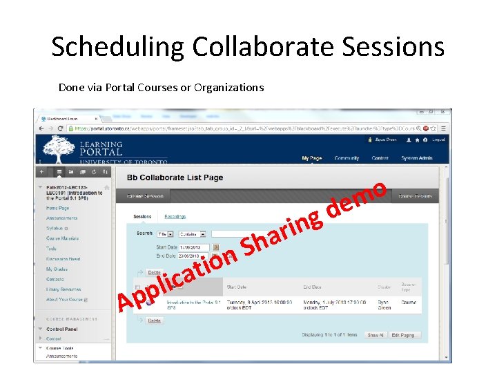 Scheduling Collaborate Sessions Done via Portal Courses or Organizations e d g o m