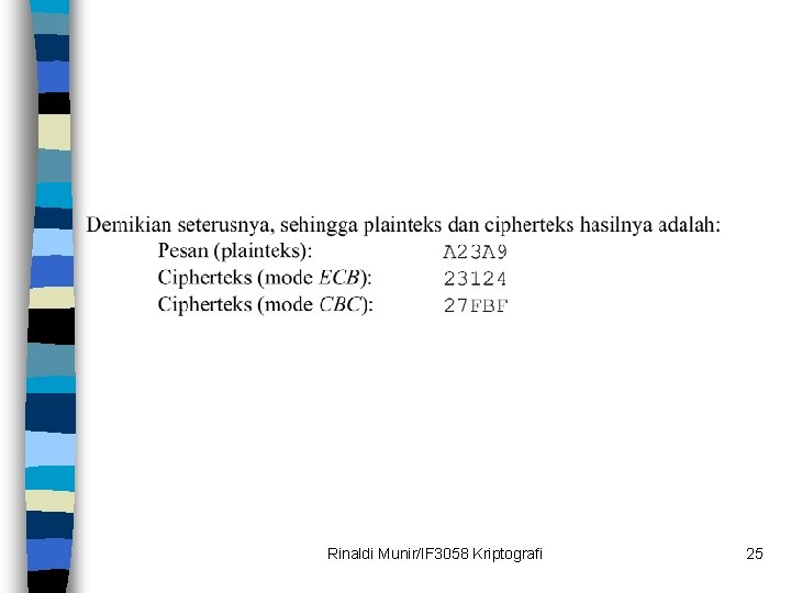Rinaldi Munir/IF 3058 Kriptografi 25 