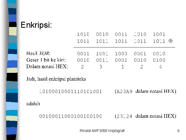 Enkripsi: Rinaldi M/IF 3058 Kriptografi 6 