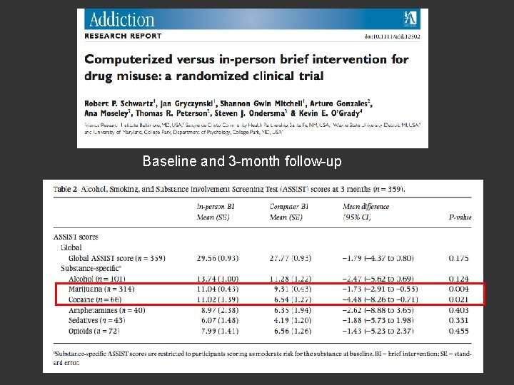 Baseline and 3 -month follow-up 