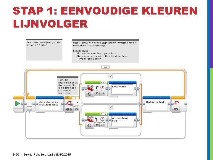 STAP 1: EENVOUDIGE KLEUREN LIJNVOLGER © 2014, Droids Robotics, Last edit 4/5/2015 