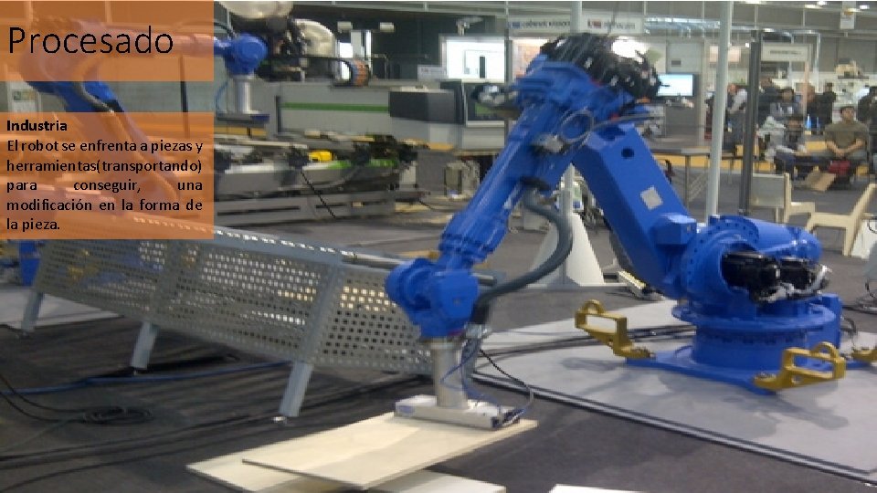 Procesado Industria El robot se enfrenta a piezas y herramientas(transportando) para conseguir, una modificación