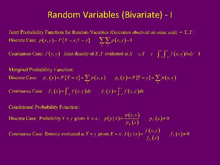 Random Variables (Bivariate) - I 