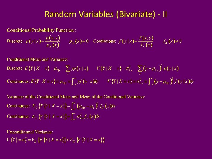 Random Variables (Bivariate) - II 