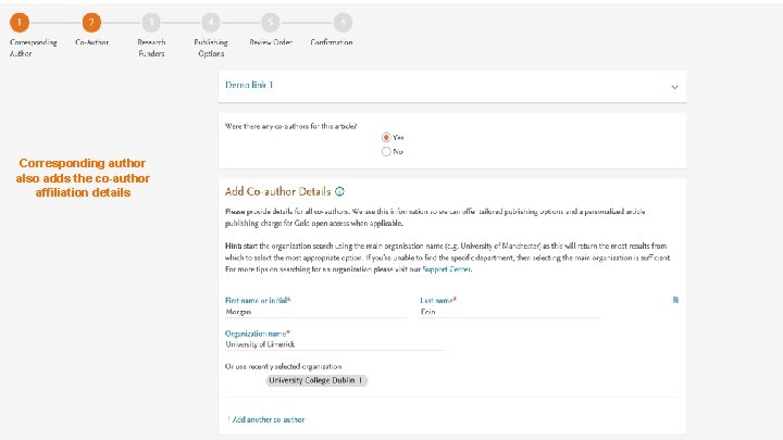 Corresponding author also adds the co-author affiliation details 7 