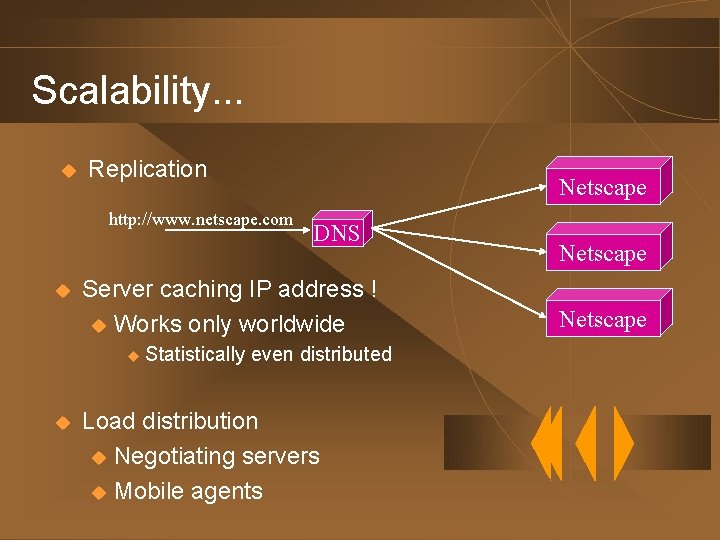 Scalability. . . u Replication Netscape http: //www. netscape. com u Server caching IP