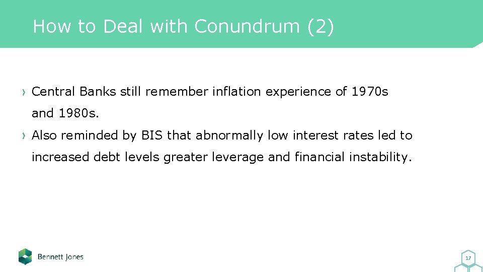 How to Deal with Conundrum (2) Central Banks still remember inflation experience of 1970